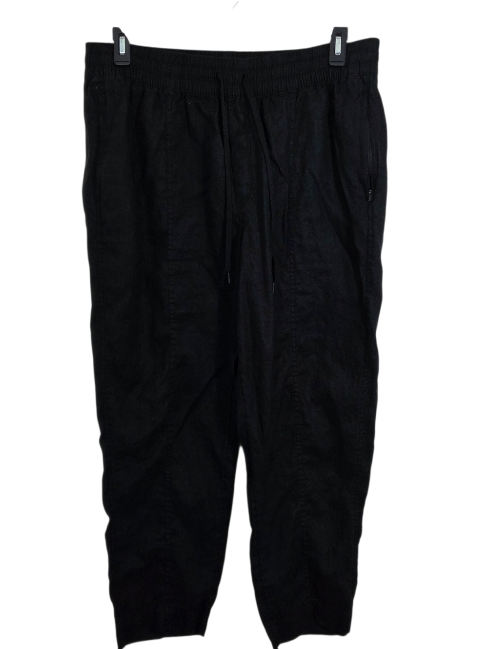 Athleta Retreat High Rise Linen Ankle Pant Black Size Large Lightweight Casual